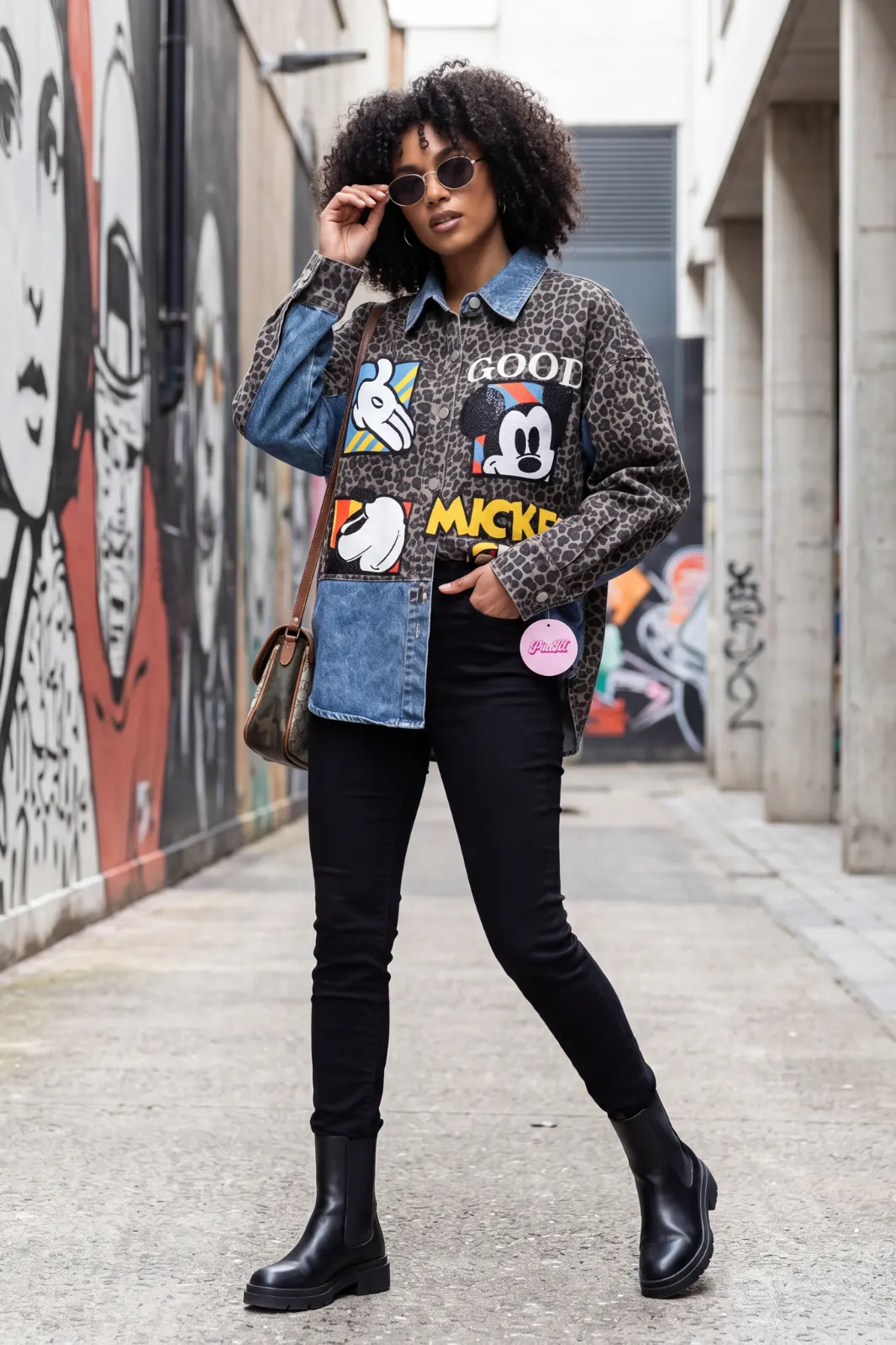 Urban Mickey džinsinis švarkelis su leopardiniu raštu